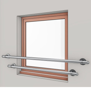 Garde corps de fenetre en inox, en kit, pose en applique de 2 barres