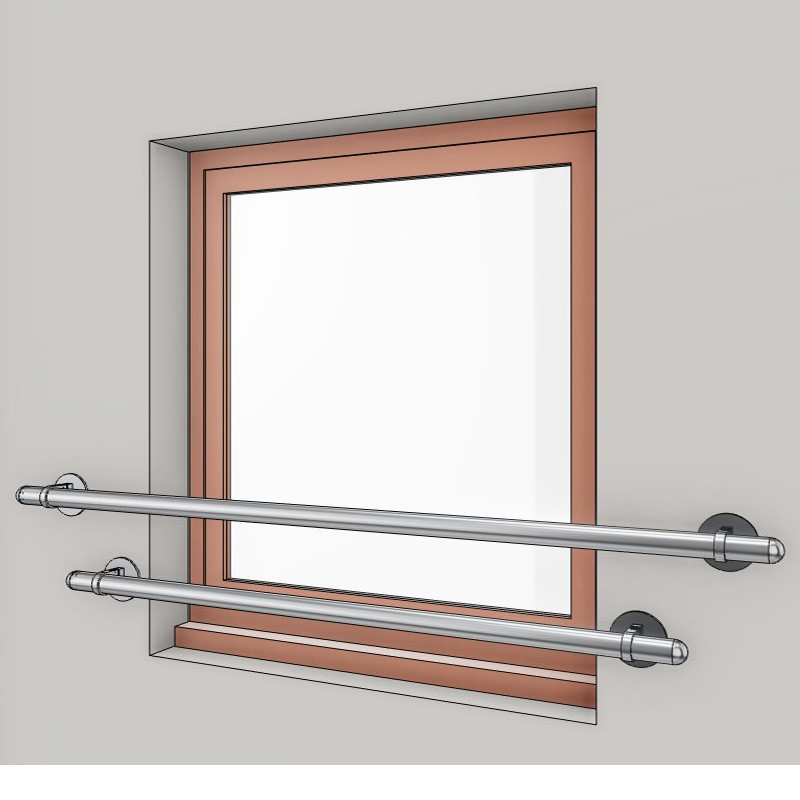 Garde corps de fenetre en inox, en kit, pose en applique de 2 barres
