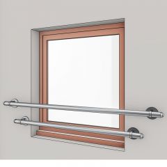 Garde corps de fenetre en inox, en kit, pose en applique de 2 barres
