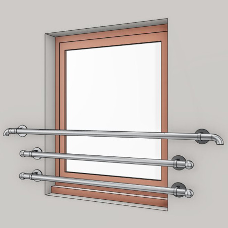Garde corps de fenetre en inox, en kit, pose en applique de 3 barres
