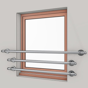 Garde corps de fenetre en inox, en kit, pose en applique de 3 barres