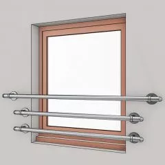 Garde corps de fenetre en inox, en kit, pose en applique de 3 barres