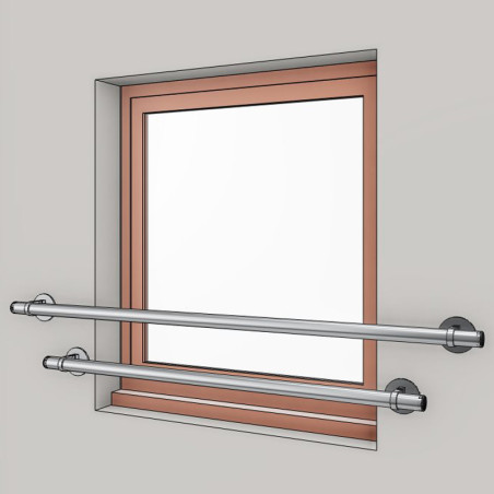 Garde corps de fenetre en inox, en kit, pose en applique de 2 barres