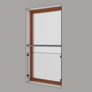 Garde corps de fenetre inox et verre en kit protection anti-chute