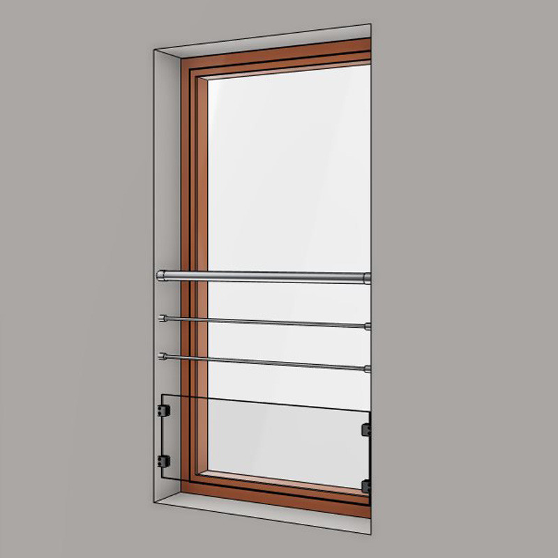 Garde corps de porte fenetre à verre et barres inox en kit