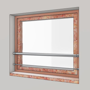 Garde corps de fenetre en inox brossé diamètre 33,7 mm et 1 lisse 12 mm