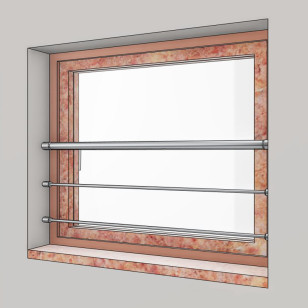 Garde corps de fenêtre sur mesure en inox diamètre 33,7 mm et 2 lisses 12 mm