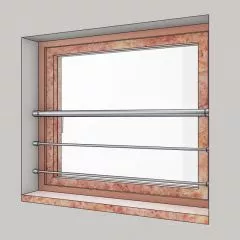 Garde corps de fenêtre sur mesure en inox diamètre 33,7 mm et 2 lisses 12 mm