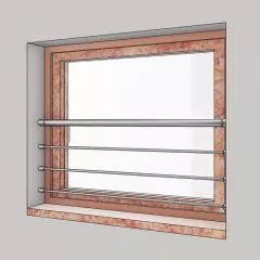 Garde corps de fenêtre en inox brossé diamètre 33,7 mm et 3 lisses 12 mm