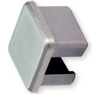 Terminaison de tube carré d'encadrement de tôles en  inox 304 brossé