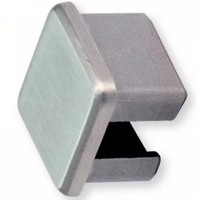 Terminaison de tube carré d'encadrement de tôles en inox 304 brossé