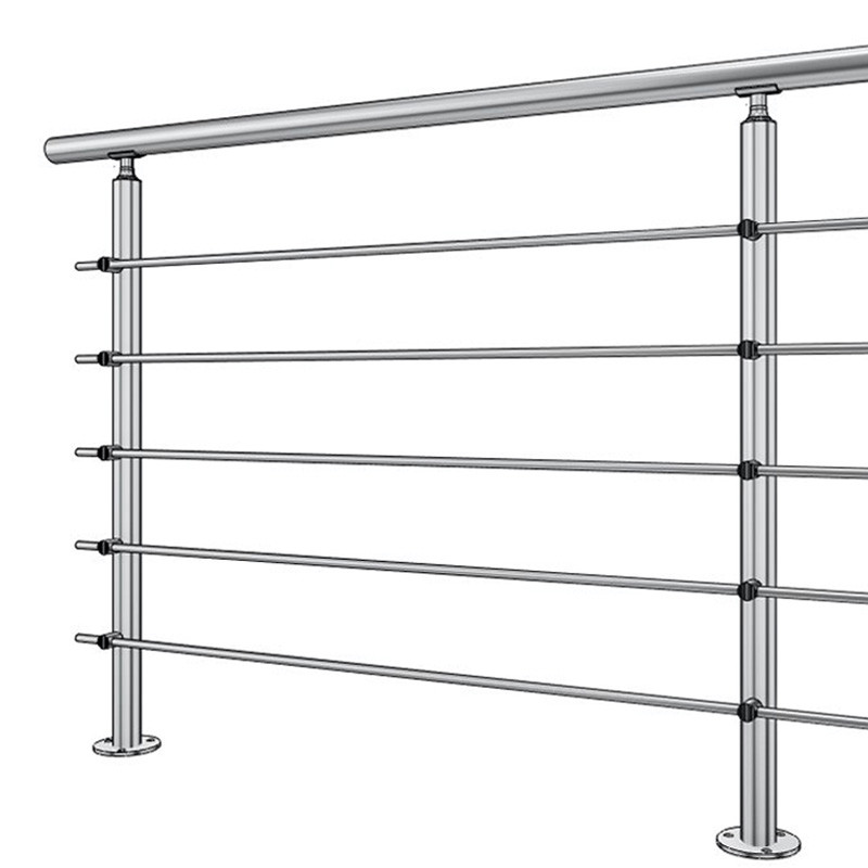 Garde corps à 5 barres en inox en kit à la française : rampe escalier, terrasse, balcon, mezzanine