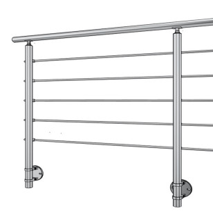 Garde corps inox en kit 5 barres à l'anglaise : rampe escalier, terrasse, balcon, mezzanine
