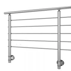 Garde corps inox en kit 5 barres à l'anglaise : rampe escalier, terrasse, balcon, mezzanine