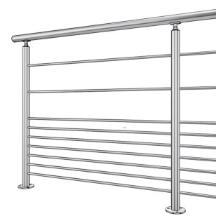 Garde corps inox à 9 barres et main courante inox brossé en kit à la française