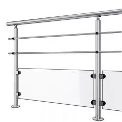 Garde corps inox en kit à verre et barres à la française : rampe escalier, terrasse, balcon ou mezzanine