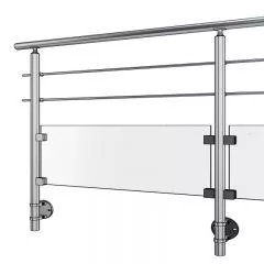 Garde corps terrasse, balcon, mezzanine à verre et barres inox en kit à l'anglaise