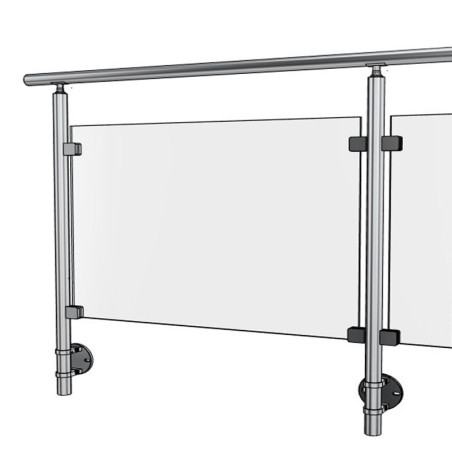 Garde corps terrasse, balcon, mezzanine inox et verre en kit à l'anglaise