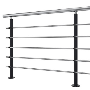 Garde corps inox poteaux laqués et inox brossé, 5 barres, française ou anglaise