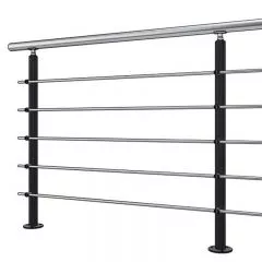Garde corps inox poteaux laqués et inox brossé, 5 barres, française ou anglaise