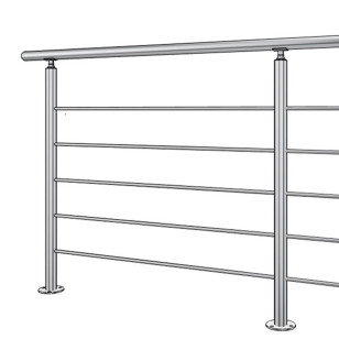 Garde corps inox en kit 5 BARRES à la française : pour terrasse, balcon ou mezzanine