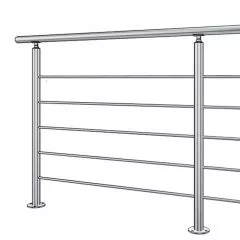 Garde corps inox en kit 5 BARRES à la française : pour terrasse, balcon ou mezzanine