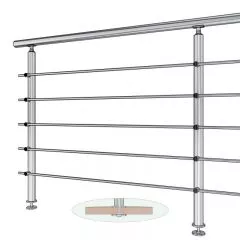 Garde corps inox pour escalier à limon central, à barres, pose traversante