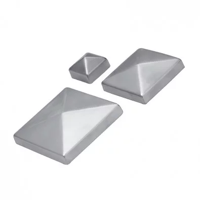 Chapeau couvre poteau 70 x 70 mm, pointe de diamant inox 316 brossé