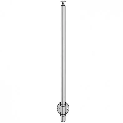 Poteau rond de rampe escalier inox support articulé pose sur le côté à l'anglaise déport 40 mm