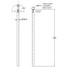 Plan coté du poteau de rampe escalier inox avec BAGUE à sceller dans le béton longueur 1250 mm
