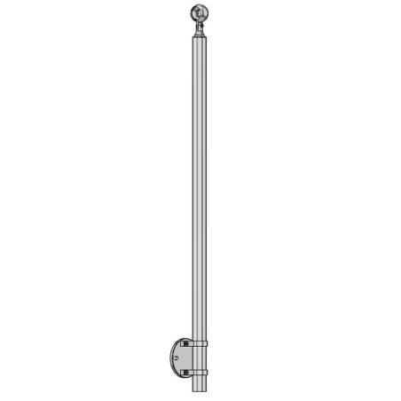 Poteau de rampe escalier inox avec BAGUE pose sur le côté à l'anglaise déport 45 mm