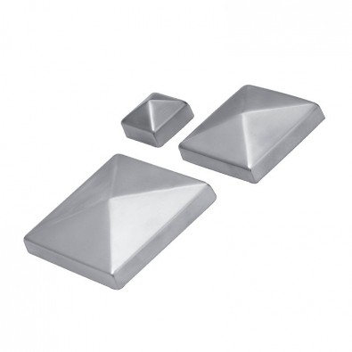 Chapeau couvre poteau 80 x 80 mm, pointe de diamant inox 316 brossé