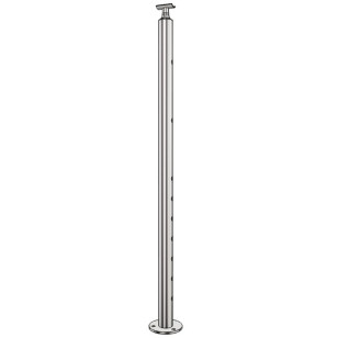 Poteau de départ de garde corps inox 304 brossé remplissage 9 barres ø 12 mm
