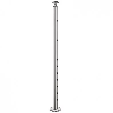 Poteau de départ de garde corps inox 304 brossé remplissage 9 barres ø 12 mm