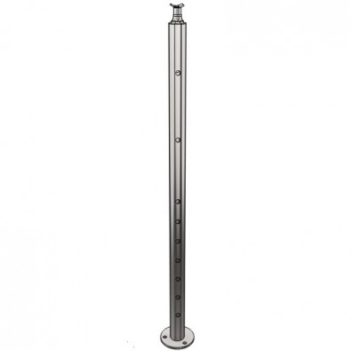 Poteau de milieu de garde corps inox 304 brossé remplissage 9 barres ø 12 mm