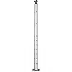 Poteau d'angle à 90° de garde corps inox 304 brossé remplissage 9 barres ø 12 mm