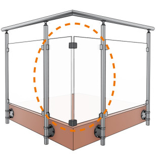 Lot de 2 panneaux de verre d'angle à 90° 44-2 OPALE hauteur 780 mm  largeur sur mesure 350 mm maxi