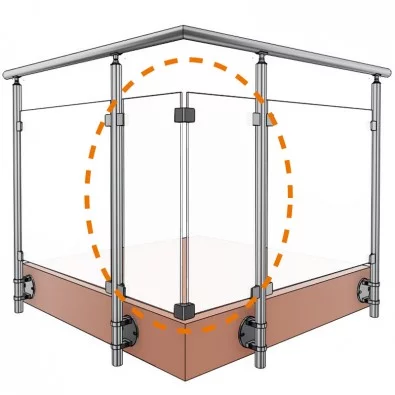 Lot de 2 panneaux de verre d'angle à 90° 44-2 OPALE hauteur 780 mm largeur sur mesure 350 mm maxi