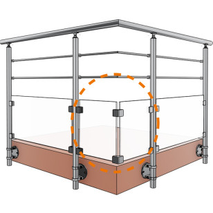 Lot de 2 panneaux de verre d'angle à 90° 44-2 OPALE hauteur 440 mm  largeur sur mesure 350 mm maxi
