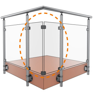 Lot de 2 panneaux de verre d'angle à 90° 44-2 CLAIR hauteur 780 mm  largeur sur mesure 350 mm maxi