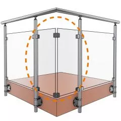 Lot de 2 panneaux de verre d'angle à 90° 44-2 CLAIR hauteur 780 mm largeur sur mesure 350 mm maxi