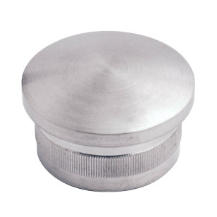 Bouchon moleté et bombé diamètre 33,7 mm en inox 316 brossé à frapper