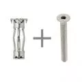 Cheville metal a expansion pour fixation cloison plaque de plâtre avec vis M6 à tête fraisée en inox 0