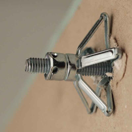 Cheville metal a expansion pour fixation plaque de plâtre DOUBLEE avec vis M6 à tête fraisée en inox