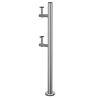 Poteau double main courante rampe ERP PMR pose au sol en inox 304 brossé 0