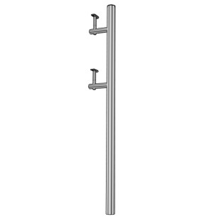 Poteau double main courante rampe ERP PMR pose par scellement en inox 304 brossé