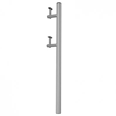 Poteau double main courante rampe ERP PMR pose par scellement en inox 304 brossé