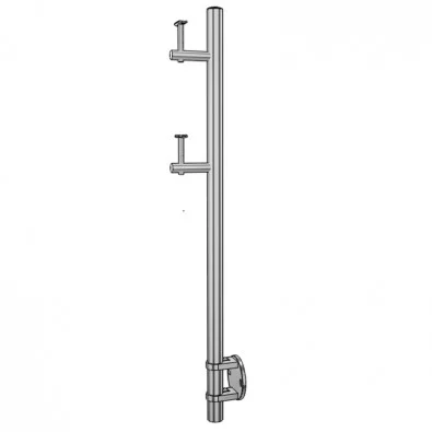 Poteau double main courante rampe ERP PMR pose sur le côté en inox 304 brossé