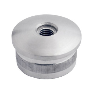 Bouchon massif  fileté bombé de tube rond inox 33,7 mm inox 316 brossé