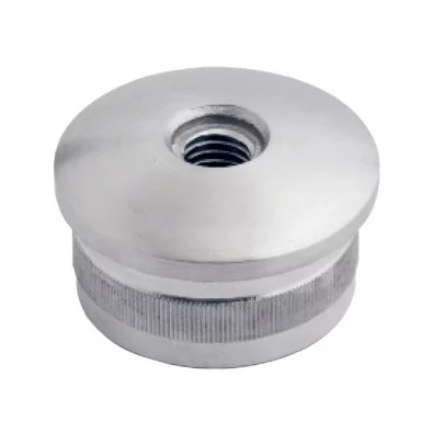 Bouchon massif fileté bombé de tube rond inox 33,7 mm inox 316 brossé